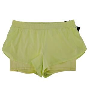DSG Mid Rise 2-in-1 Running Shorts Womens 2XL Lo Vis Yellow Moisture Wicking New